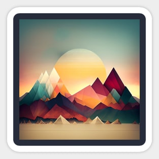 Colorful Sunset Geometric Mountains Sunrise Sticker